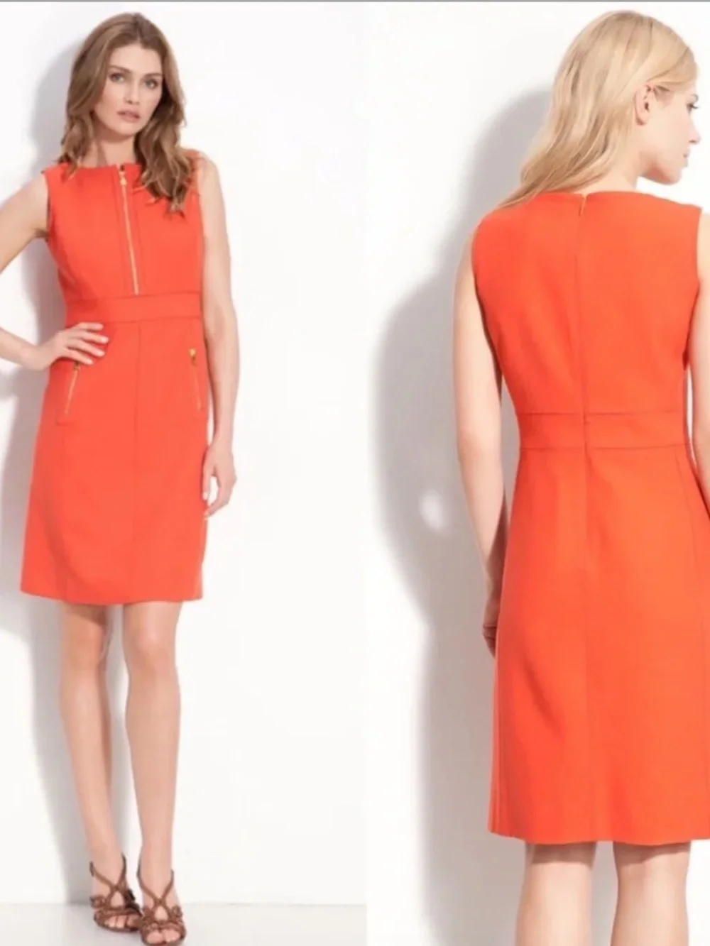 Tory Burch Sleeveless Orange Sheath Dress Size 10